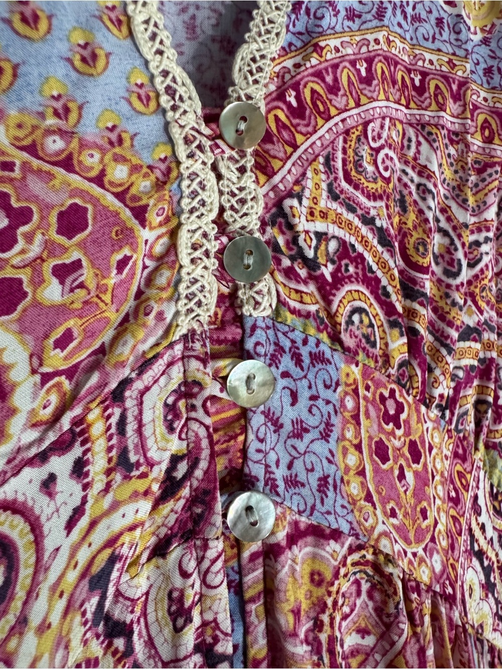 Zara Pink and Light Blue Paisley Midi Dress - Picture 4 of 10